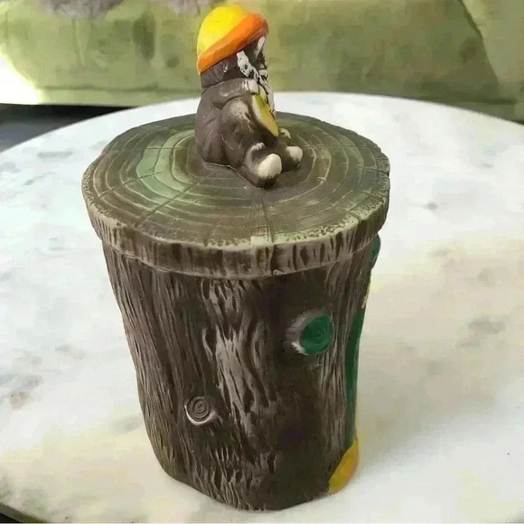 Made  in Japan vintage pottery ceramic woodlands creature cookie jar - Picture 2 of 11